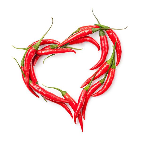 Heart made of chili peppers