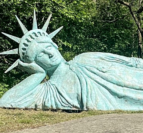 Lady Liberty lounging in the grass